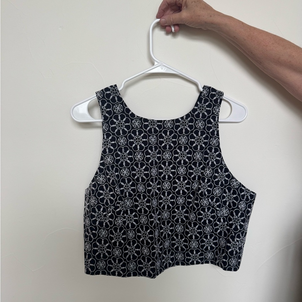 Floral Black and White Women's Top
